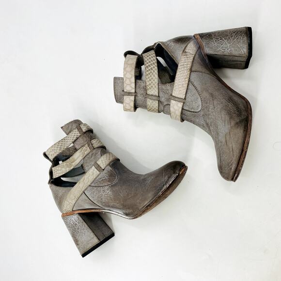 Freebird by Steven 8 gray snakeskin teddy booties - Picture 3 of 6